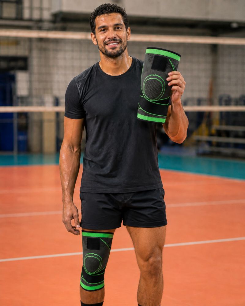 Atleta usando joelheira LEG MAXX em jogo de vôlei